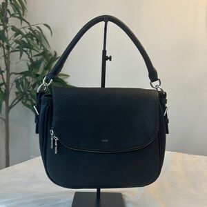 NWOT COLAB Black Vegan Leather Shoulder Bag with Silver Hardware